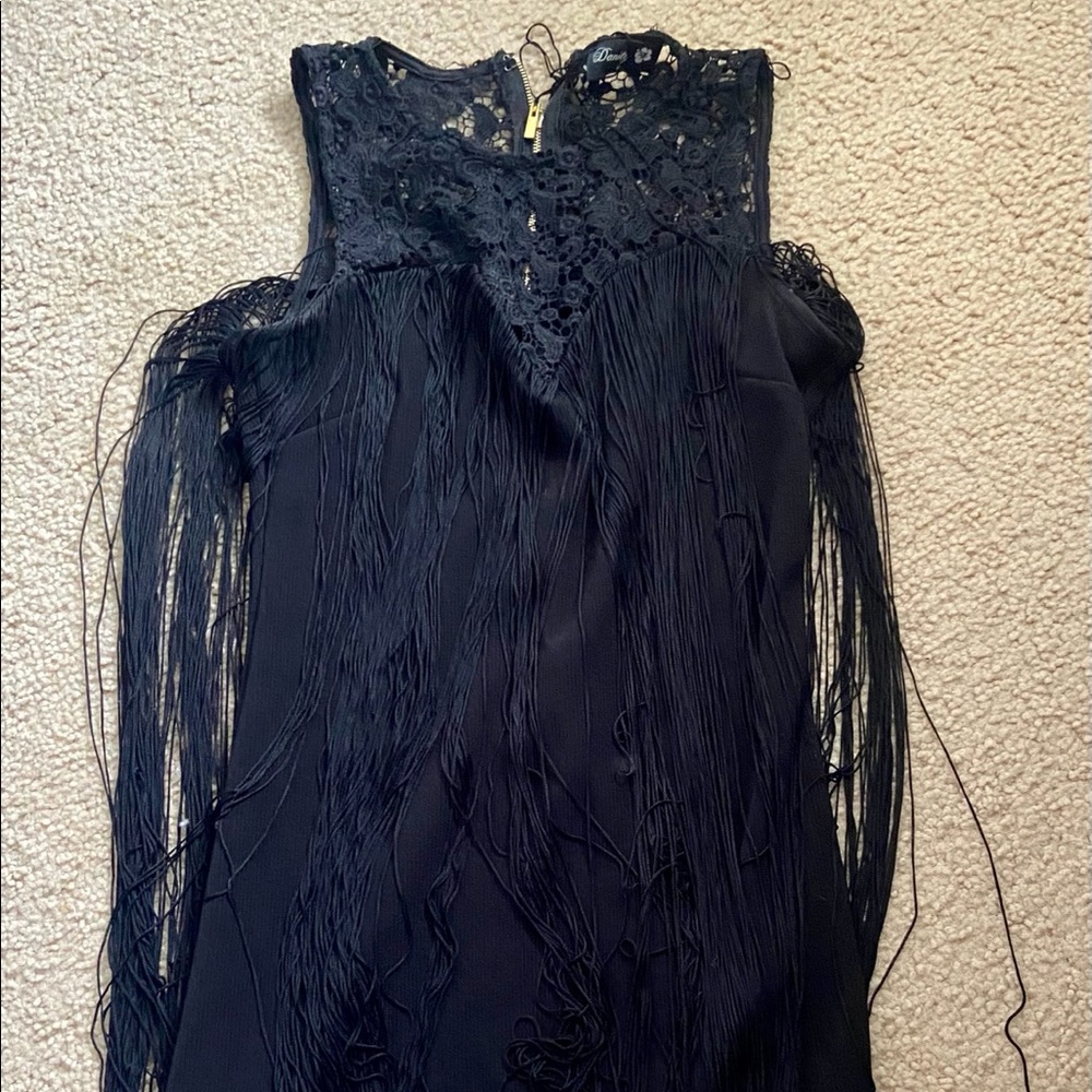 Tassel black flapper dress